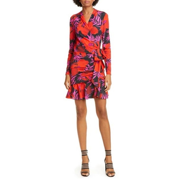 Veronica Beard Lorina Floral Long Sleeve Silk Stretch Minidress In Poppy Multi - Picture 12 of 16